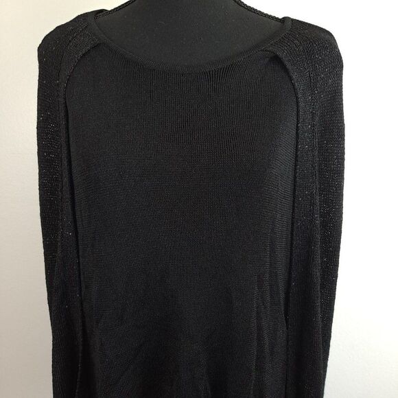NWT Chicos Sequin Shiny Chrissy Cape Sleeveless Pullover Black Sweater - Picture 2 of 8